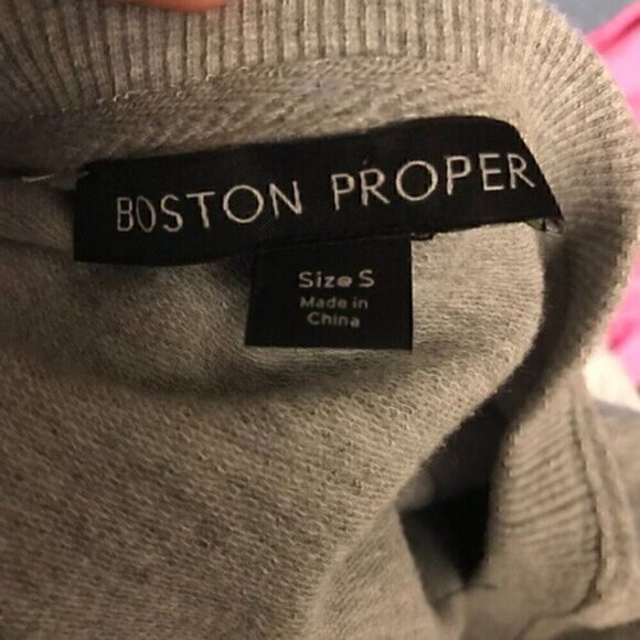 Boston Proper Aztec Tribal Embroider Heather Gray Long Sleeve Sweater Dress S - Picture 8 of 8